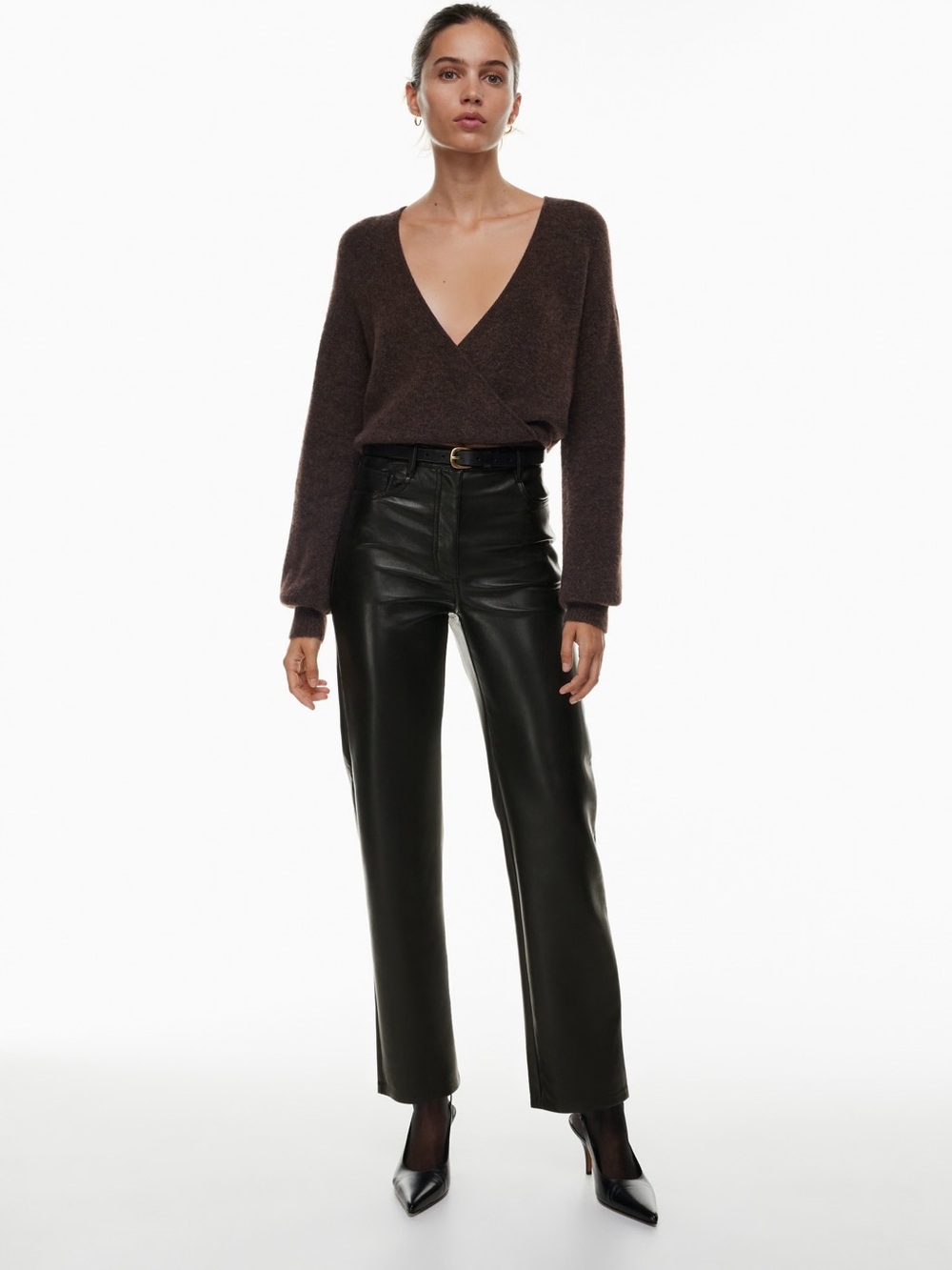 Aritzia Wilfred Melina Vegan Leather Pants Black Size 6 - Picture 1 of 16
